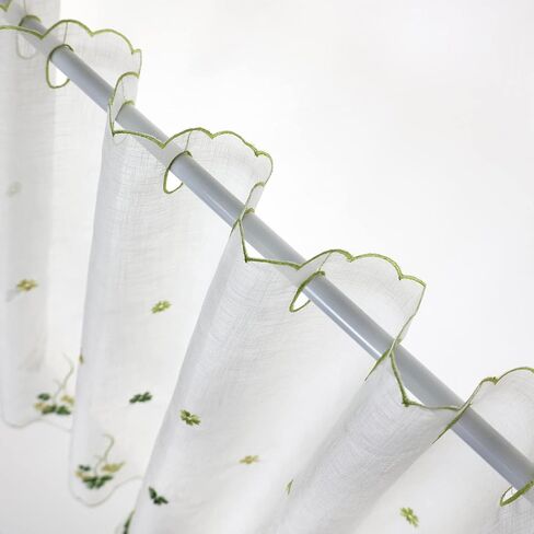 ستارة شفافة لتزيين أبواب النوافذ - ستارة دانتيل على طراز المزرعة مع 4 أوراق البرسيم، ارتفاع 27 × عرض 70 بوصة، لوحة واحدة، ZHH in Kuwait