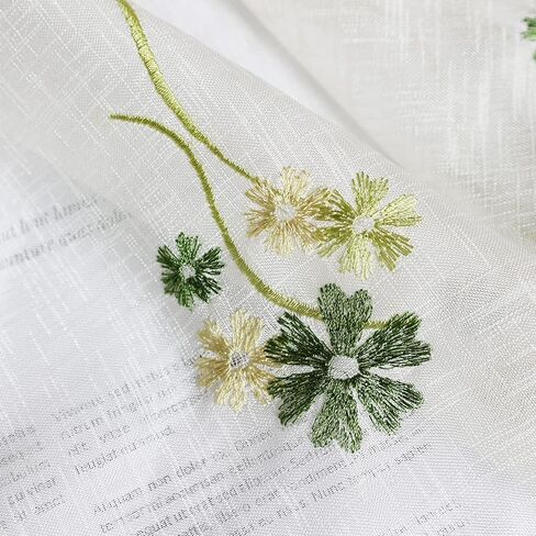 ستارة شفافة لتزيين أبواب النوافذ - ستارة دانتيل على طراز المزرعة مع 4 أوراق البرسيم، ارتفاع 27 × عرض 70 بوصة، لوحة واحدة، ZHH in Kuwait