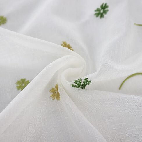 ستارة شفافة لتزيين أبواب النوافذ - ستارة دانتيل على طراز المزرعة مع 4 أوراق البرسيم، ارتفاع 27 × عرض 70 بوصة، لوحة واحدة، ZHH in Kuwait