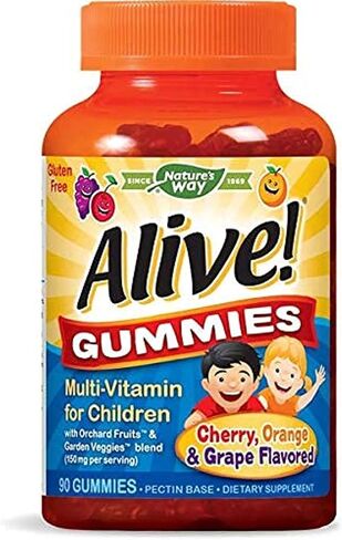 Nature's Way Alive! Children's Premium Gummy Multivitamin, Fruit and Veggie Blend (150mg per Serving), Gluten Free, Made with Pectin, 90 Gummies, Pack of 2 in Saudi Arabia