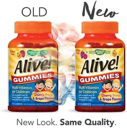 Nature's Way Alive! Children's Premium Gummy Multivitamin, Fruit and Veggie Blend (150mg per Serving), Gluten Free, Made with Pectin, 90 Gummies, Pack of 2 in Saudi Arabia