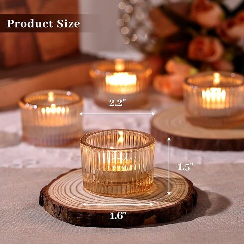 24 قطعة من حوامل شموع Tealight الذهبية من HAVITI، حوامل شموع زجاجية لقطع مركزية الزفاف، لوازم الحفلات، ديكور المنزل والقطعة المركزية للطاولة in Kuwait
