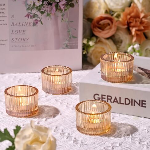 24 قطعة من حوامل شموع Tealight الذهبية من HAVITI، حوامل شموع زجاجية لقطع مركزية الزفاف، لوازم الحفلات، ديكور المنزل والقطعة المركزية للطاولة in Kuwait