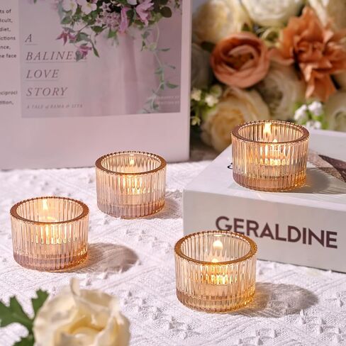 24 قطعة من حوامل شموع Tealight الذهبية من HAVITI، حوامل شموع زجاجية لقطع مركزية الزفاف، لوازم الحفلات، ديكور المنزل والقطعة المركزية للطاولة in Kuwait