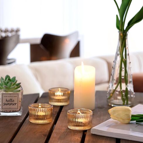 24 قطعة من حوامل شموع Tealight الذهبية من HAVITI، حوامل شموع زجاجية لقطع مركزية الزفاف، لوازم الحفلات، ديكور المنزل والقطعة المركزية للطاولة in Kuwait