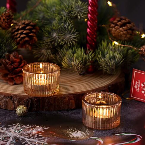 24 قطعة من حوامل شموع Tealight الذهبية من HAVITI، حوامل شموع زجاجية لقطع مركزية الزفاف، لوازم الحفلات، ديكور المنزل والقطعة المركزية للطاولة in Kuwait