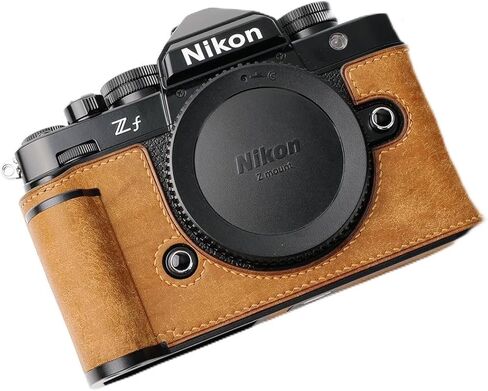 كاميرا نصف حافظة جلدية أصلية متخصصة لكاميرا Nikon Zf 【مصنوعة يدويًا بواسطة Iborrys】 طبقة علوية من جلد البقر + لوحة قاعدة معدنية + تصميم ساق اليد 3 في 1 (أسود) in Kuwait
