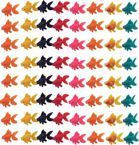 Taponukea 64 Pieces Fake Fish Plastic Fish Aquarium Moving Fishes Colorful Floating Goldfish Artificial Fish Toy Ornament Decorations for Aquarium Tank in Kuwait