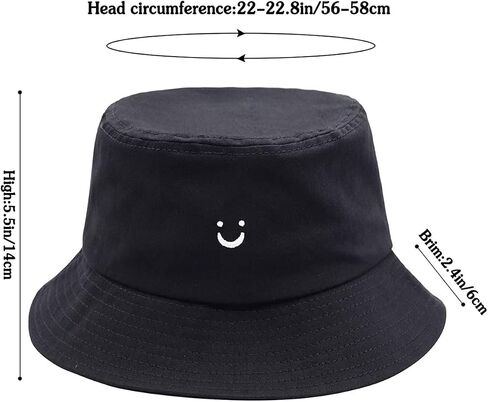 HABITER Smile Face Bucket Hat for Women Men Summer Travel Bucket Beach Sun Hat Embroidery Outdoor Cap for Teens in Saudi Arabia