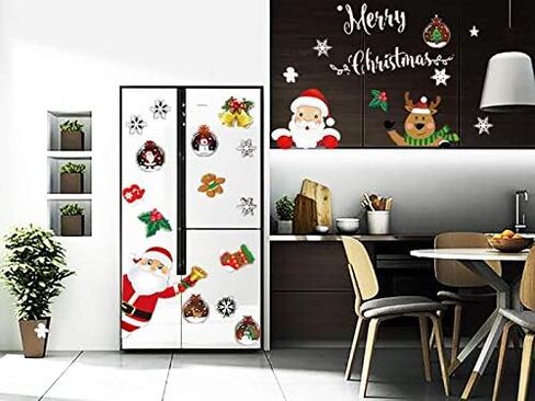 XACIOA 160 قطعة 8 أوراق عيد الميلاد نافذة ملصق، عيد الميلاد شارات ديكورات العطلة، ندفة الثلج سانتا كلوز الرنة ملصقات ل عيد الميلاد نافذة التكسير in Kuwait