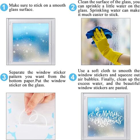 AnyDesign 464pcs 9 Sheets Christmas Window Clings Double-Sided Xmas Tree Snowflake Window Stickers Winter Holiday Window Decals in Saudi Arabia