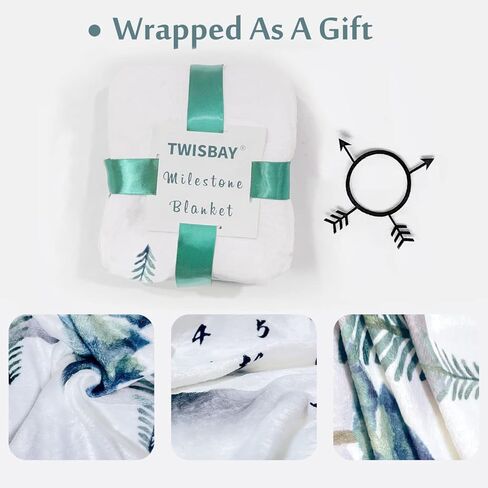 بطانية ميلستون الشهرية للاطفال الاولاد والبنات - بطانية شهر الصنوبر الجبلي لحديثي الولادة للجنسين هدية شخصية محايدة لحفلات استقبال المولود الجديد، ديكور للغابات والحضانة، دعامة خلفية للتصوير in Kuwait