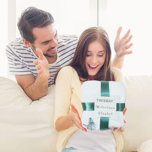 بطانية ميلستون الشهرية للاطفال الاولاد والبنات - بطانية شهر الصنوبر الجبلي لحديثي الولادة للجنسين هدية شخصية محايدة لحفلات استقبال المولود الجديد، ديكور للغابات والحضانة، دعامة خلفية للتصوير in Kuwait