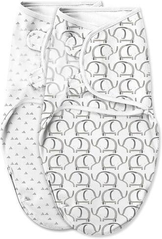 SwaddleMe Luxe Easy Change Swaddle، Ellie Elephant/Triangle Gray، صغير/متوسط ​​(0-3 أشهر) in Kuwait