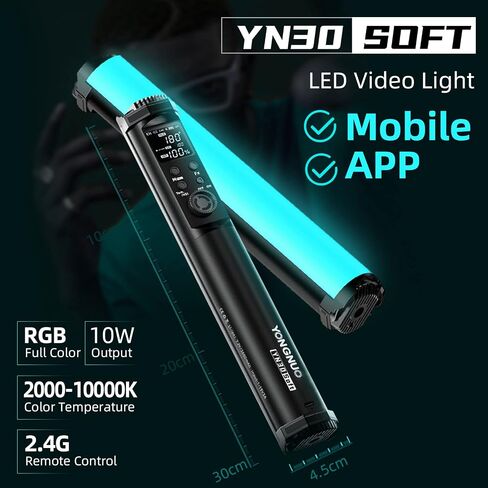 يونغنو عصا اضاءة فيديو LED محمولة باليد من واي ان 30 سوفت بالوان RGB كاملة 2000-10000 كلفن مع بطارية مدمجة قابلة لاعادة الشحن و31 وضع مشهد خاص in Kuwait