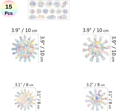ORIGACH 20 قطعة من ملصقات النوافذ على شكل قطة وفراشة قوس قزح ملصقات زجاجية غير لاصقة من الفينيل لمنع ضربات الطيور in Kuwait