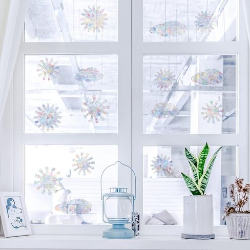 ORIGACH 20 قطعة من ملصقات النوافذ على شكل قطة وفراشة قوس قزح ملصقات زجاجية غير لاصقة من الفينيل لمنع ضربات الطيور in Kuwait