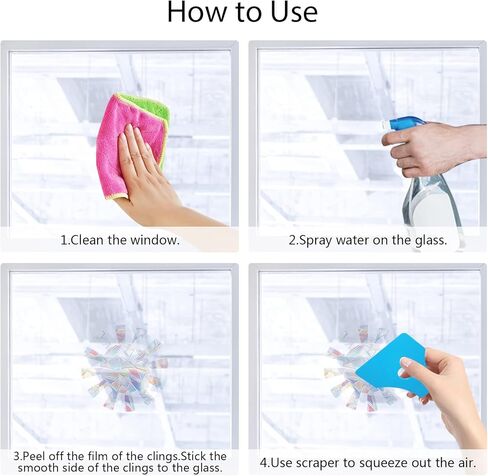 ORIGACH 20 قطعة من ملصقات النوافذ على شكل قطة وفراشة قوس قزح ملصقات زجاجية غير لاصقة من الفينيل لمنع ضربات الطيور in Kuwait