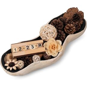 Wavy Live Edge Wooden Dough Bowl Decor Internal Black 16"L Natural Wood Hand Carved Decorative Wooden Farmhouse Fruit Bowl Handmade, Home Decoration Centerpiece, Dining Room Table Display Bowl in Kuwait