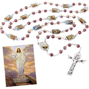 Needzo Easter Chaplet of Divine Mercy, Alleluia! He is Risen Stations of The Cross Catholic Rosary, 25 Inches in Saudi Arabia