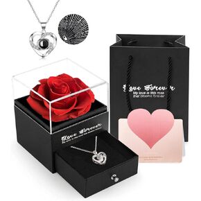 LOGAZOO Preserved Real Rose with I Love You N for Women, Enchanted Rose Gifts for Mom Wife Girlfriend Grandma Best Friend on Christmas Mothers Day Valentines Day Birthday Gifts for Her