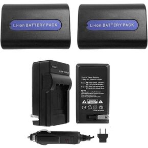 UltraPro 2-Pack NP-FH40 High-Capacity Replacement Batteries with Rapid Travel Charger for Select Sony Models in Kuwait