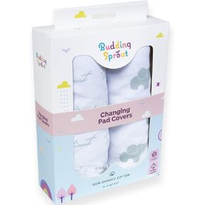 Budding Sprout Organic Cotton Ultra Soft Hypoallergenic Changing Pad Covers (2-Pack) Fits Standard Size Pads 16" x 32" Comes with Two Unisex Design in Saudi Arabia