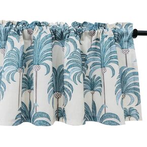VOGOL Hood Leaves Print Kitchen Valances for Windows Linen Valances for Living Room Rod Pocket Valance Curtains 52 Inch Wide by 18 Inch Long, One Panel, Green in Kuwait