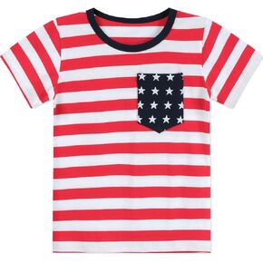 4th of July T-Shirt Toddler Boy Girl Fourth Star American Flag USA Patriotic Memorial Day Shirt Kid Independence Tee Top