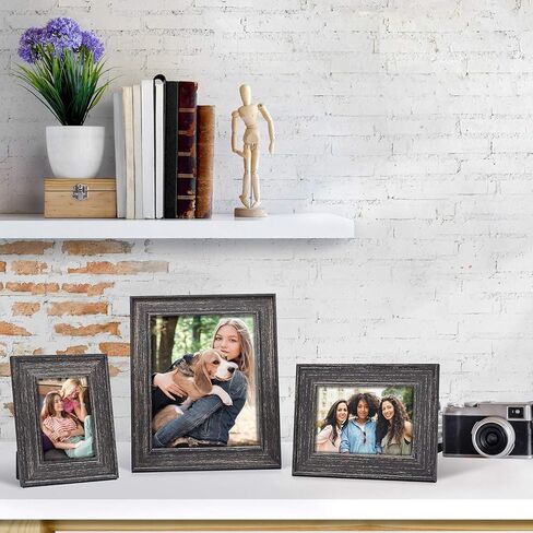 4x6 Picture Frames (4-Pack) - Rustic Farmhouse Distressed Frame Photo Frame Set for Wall with Glass Cover Gilding Crafts Ready to Hang or Stand in Kuwait