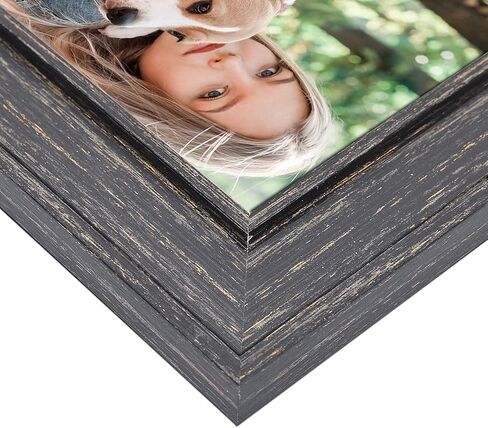 4x6 Picture Frames (4-Pack) - Rustic Farmhouse Distressed Frame Photo Frame Set for Wall with Glass Cover Gilding Crafts Ready to Hang or Stand in Kuwait