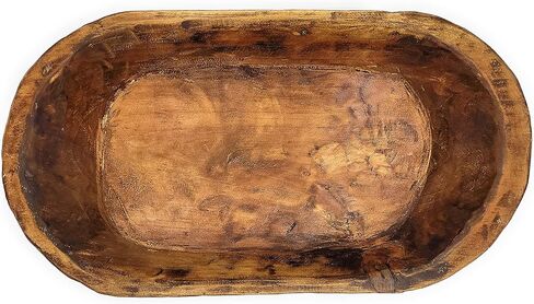 وعاء عجينة ويستون الخشبي المزخرف مقاس 20 بوصة - 22 بوصة - وعاء ريفي بني للمزرعة - ذا ويستون in Kuwait