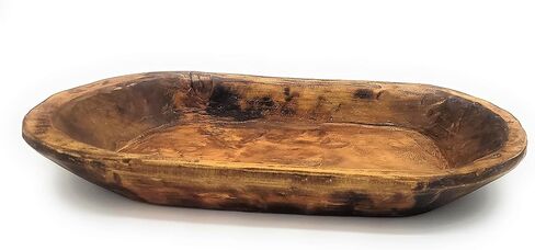 وعاء عجينة ويستون الخشبي المزخرف مقاس 20 بوصة - 22 بوصة - وعاء ريفي بني للمزرعة - ذا ويستون in Kuwait