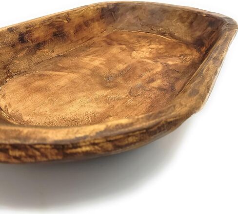 وعاء عجينة ويستون الخشبي المزخرف مقاس 20 بوصة - 22 بوصة - وعاء ريفي بني للمزرعة - ذا ويستون in Kuwait