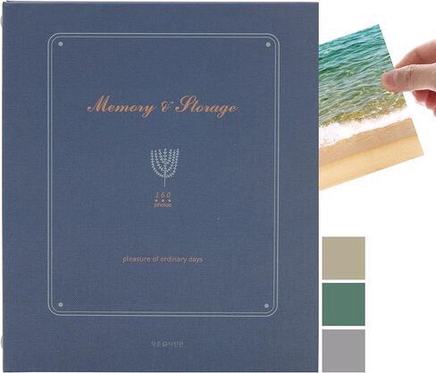 B FANCY 160 Pockets Hard Cover Classic Photo Album with Individual Transparent Case & Slip-in 4x6 Frame for Postcard Display Baby Book Wedding Photo Storage Christmas Gift Navy in Saudi Arabia