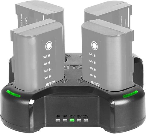 ZITAY Fast 4-Channel Compact Charger Compatible with Canon LP-E6, LP-E6N, and LP-E6NH Type Batteries in Kuwait