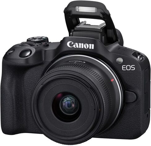 Canon EOS R50 Mirrorless Camera with RF-S 18-45mm f/4.5-6.3 is STM Lens (Black) + Sunshine Basic Accessories Bundle (International Model) - (Renewed) in Saudi Arabia