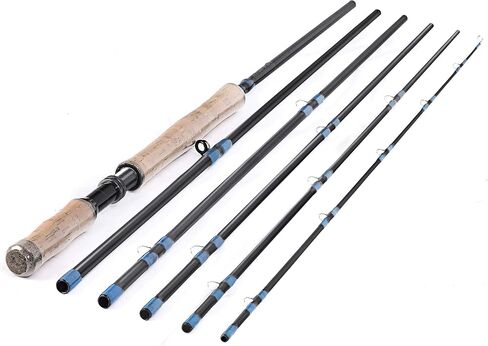 13ft 8-9wt or 14ft 9-10wt 6 Pieces Sections Carbon Spey Fly Fishing Rod Pole Double Hand Medium Fast Freshwater and Saltwater Fly Fishing (13ft 8-9wt) in Saudi Arabia