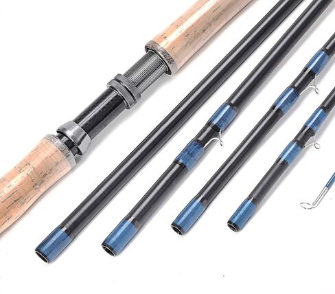 13ft 8-9wt or 14ft 9-10wt 6 Pieces Sections Carbon Spey Fly Fishing Rod Pole Double Hand Medium Fast Freshwater and Saltwater Fly Fishing (13ft 8-9wt) in Saudi Arabia
