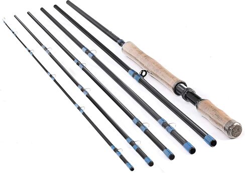 13ft 8-9wt or 14ft 9-10wt 6 Pieces Sections Carbon Spey Fly Fishing Rod Pole Double Hand Medium Fast Freshwater and Saltwater Fly Fishing (13ft 8-9wt) in Saudi Arabia