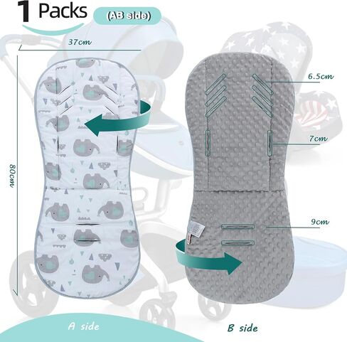 Baby Stroller Cushion,Soft Minky Dotted and Printed Stroller Seat Liner-Reversible Universal Breathable and Soft Newborn Stroller Pad, Cotton Infant Car Seat Insert-82x37cm,1 Pack(Pink Bows) in Saudi Arabia