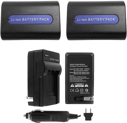 UltraPro 2-Pack NP-FH40 بطاريات بديلة عالية السعة مع شاحن سفر سريع لموديلات مختارة من سوني in Kuwait