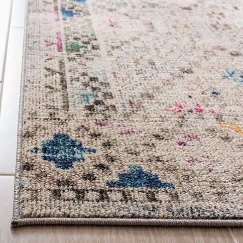 SAFAVIEH Madison Collection Area Rug - 8' x 10', Grey & Yellow, Boho Diamond Distressed Design, Non-Shedding & Easy Care, Ideal for High Traffic Areas in Living Room, Bedroom (MAD418F) in Saudi Arabia