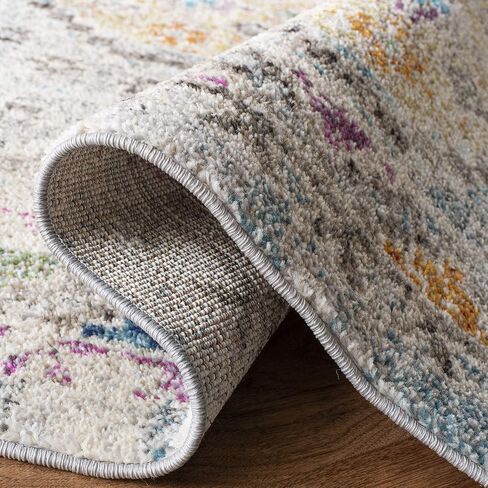 SAFAVIEH Madison Collection Area Rug - 8' x 10', Grey & Yellow, Boho Diamond Distressed Design, Non-Shedding & Easy Care, Ideal for High Traffic Areas in Living Room, Bedroom (MAD418F) in Saudi Arabia