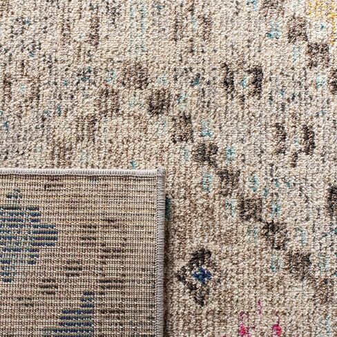 SAFAVIEH Madison Collection Area Rug - 8' x 10', Grey & Yellow, Boho Diamond Distressed Design, Non-Shedding & Easy Care, Ideal for High Traffic Areas in Living Room, Bedroom (MAD418F) in Saudi Arabia