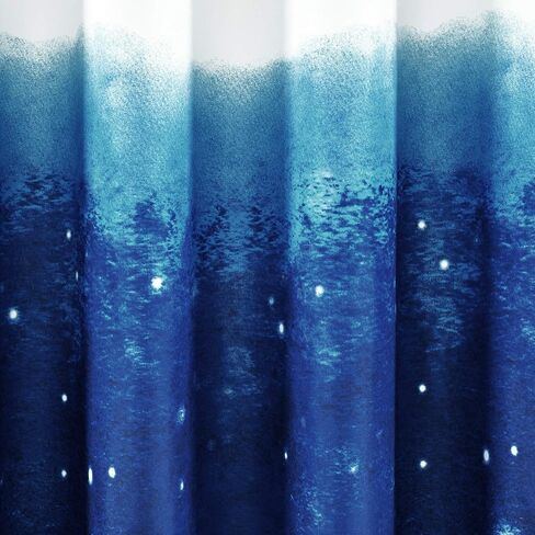 Lush Decor Space Star Ombre Window Curtain Panel, Pair, 52"W x 84"L, Navy & White - Galaxy Curtains for Kids Room in Saudi Arabia