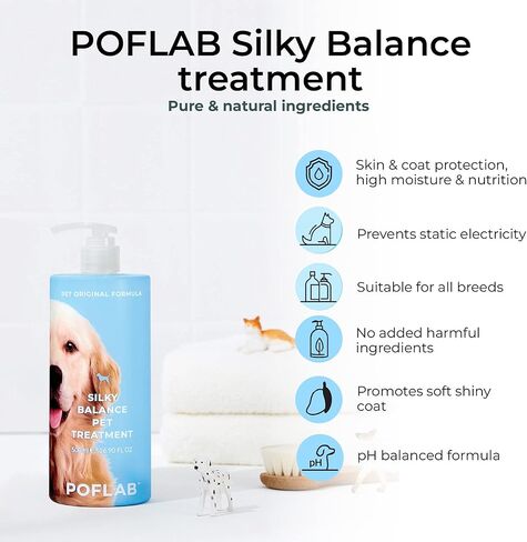 بلسم حريري بالانس للحيوانات الأليفة من POFLAB - بلسم للكلاب لفرو رطب وصحي - بلسم مرطب للقطط بزيت إكليل الجبل والمانجو والخروع - بلسم طبيعي محايد لفك تشابك الشعر in Kuwait