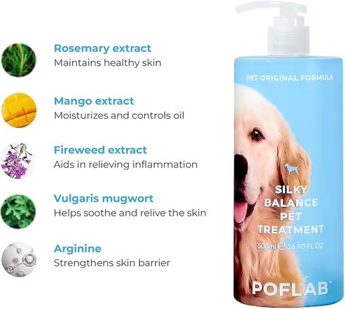 بلسم حريري بالانس للحيوانات الأليفة من POFLAB - بلسم للكلاب لفرو رطب وصحي - بلسم مرطب للقطط بزيت إكليل الجبل والمانجو والخروع - بلسم طبيعي محايد لفك تشابك الشعر in Kuwait