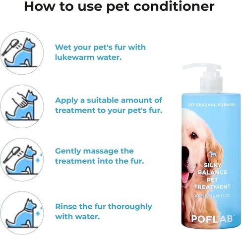 بلسم حريري بالانس للحيوانات الأليفة من POFLAB - بلسم للكلاب لفرو رطب وصحي - بلسم مرطب للقطط بزيت إكليل الجبل والمانجو والخروع - بلسم طبيعي محايد لفك تشابك الشعر in Kuwait