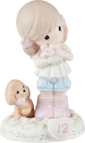 Precious Moments Growing in Grace Age 12 | Brunette Girl Bisque Porcelain Figurine | Birthday Gift | Birthday Collection | Room Decor & Gifts | Hand-Painted in Saudi Arabia
